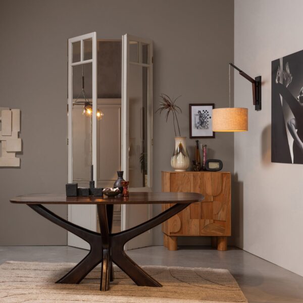 BRIDGE DINING TABLE CROSS LEG MANGO WOOD WALNUT 180x100CM - Image 2