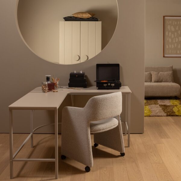 LYRIC DINING CHAIR WITH WHEELS GREIGE - Image 4