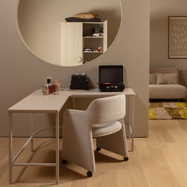 LYRIC DINING CHAIR WITH WHEELS GREIGE - Image 3