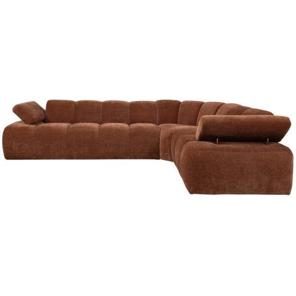 MOJO CORNER SOFA RIGHT WOVEN RIB FABRIC RUST BROWN - Image 6
