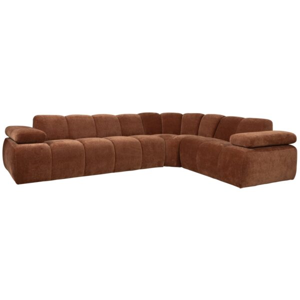 MOJO CORNER SOFA RIGHT WOVEN RIB FABRIC RUST BROWN