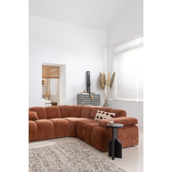 MOJO CORNER SOFA RIGHT WOVEN RIB FABRIC RUST BROWN - Image 5