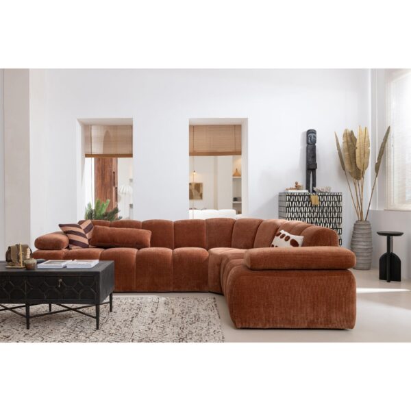 MOJO CORNER SOFA RIGHT WOVEN RIB FABRIC RUST BROWN - Image 4