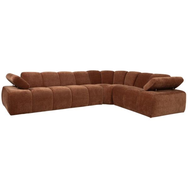 MOJO CORNER SOFA RIGHT WOVEN RIB FABRIC RUST BROWN - Image 3