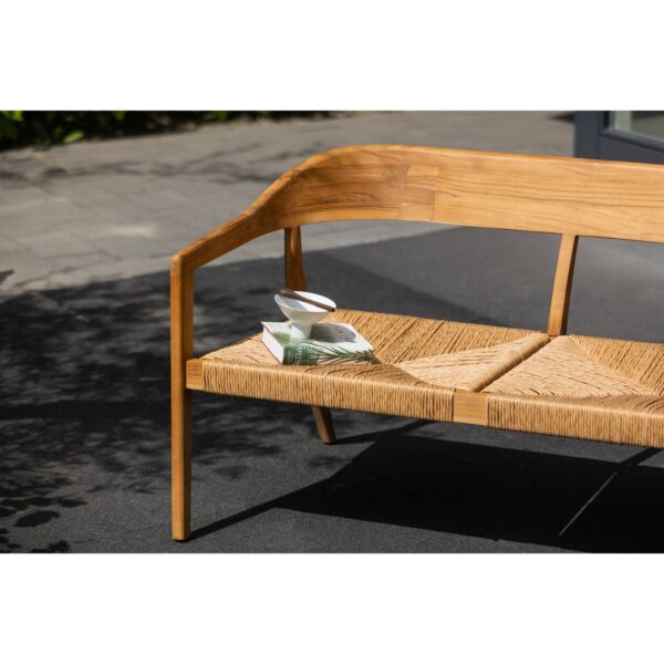 CHENA GARDEN BENCH WITH ROUND BACK WICKER/TEAK NATURAL - Image 3