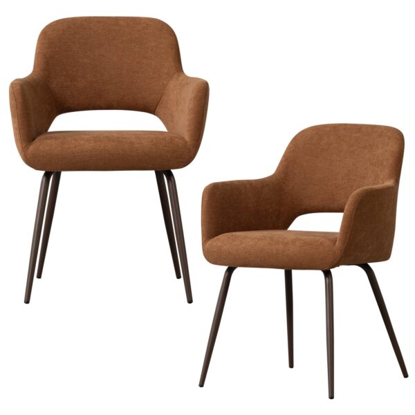 JENNY DINING CHAIR WOVEN FABRIC BROWN - Image 6
