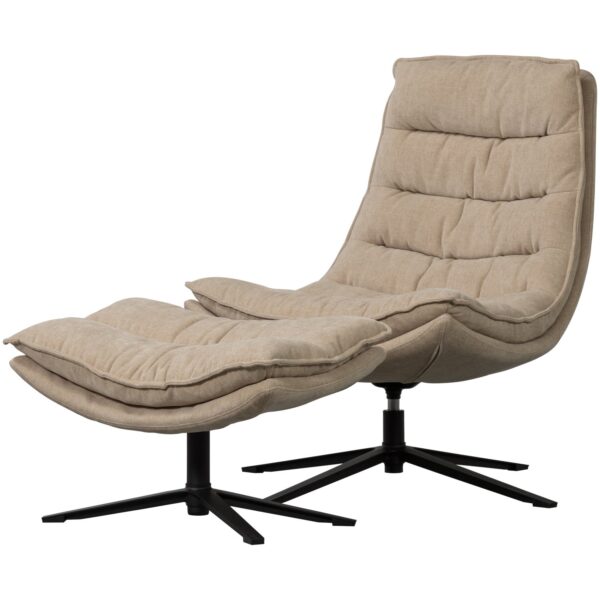 KUBE SWIVEL ARMCHAIR WITH HOCKER BROWN/NATURAL - Image 12