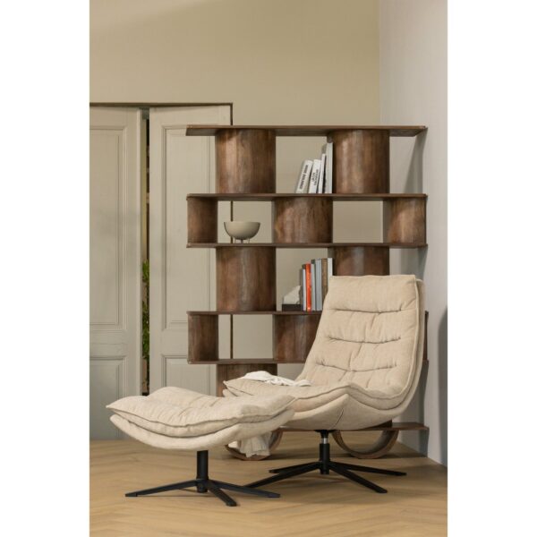 KUBE SWIVEL ARMCHAIR WITH HOCKER BROWN/NATURAL - Image 13
