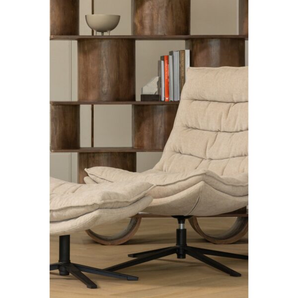 KUBE SWIVEL ARMCHAIR WITH HOCKER BROWN/NATURAL - Image 14
