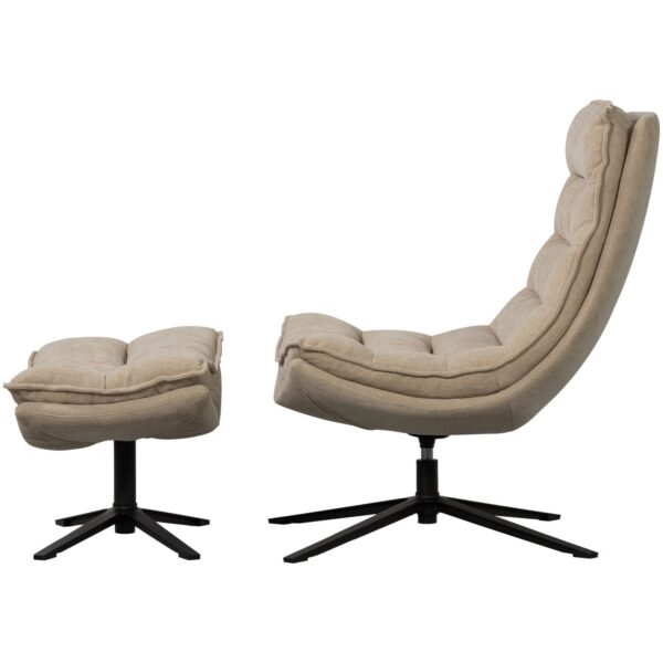 KUBE SWIVEL ARMCHAIR WITH HOCKER BROWN/NATURAL - Image 15