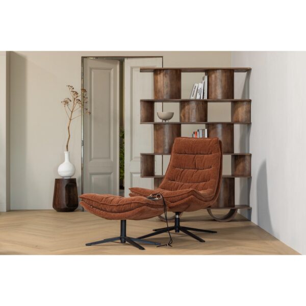 KUBE SWIVEL ARMCHAIR WITH HOCKER BROWN/NATURAL - Image 6
