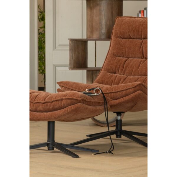 KUBE SWIVEL ARMCHAIR WITH HOCKER BROWN/NATURAL - Image 7