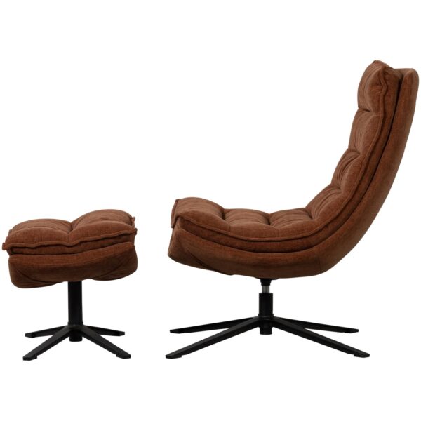 KUBE SWIVEL ARMCHAIR WITH HOCKER BROWN/NATURAL - Image 8