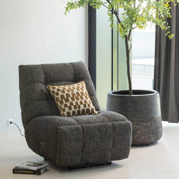 HEIN RECLINER ELECTRIC WOVEN RIB FABRIC LIGHT BROWN/ MELANGE ANTHRACITE/BRAUN - Image 9