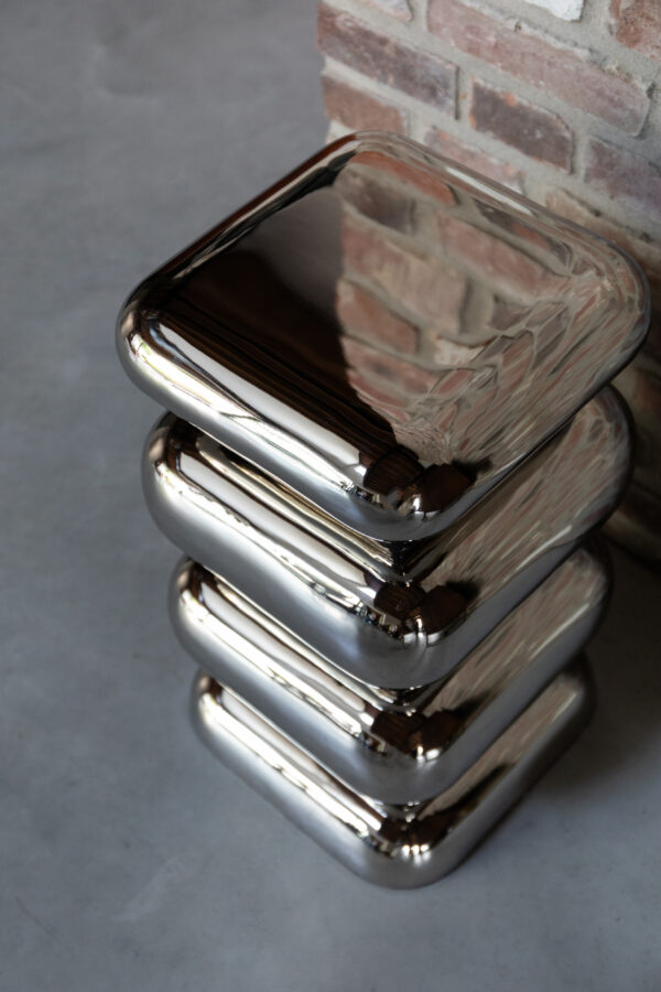 Stool Stubby Chrome Silver/Yellow