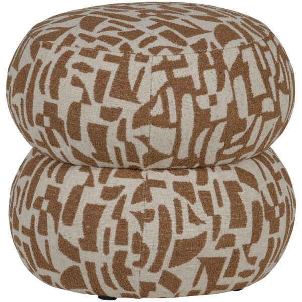 Anic pouf with graphic pattern brown/sand - Image 3