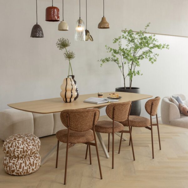 Anic pouf with graphic pattern brown/sand