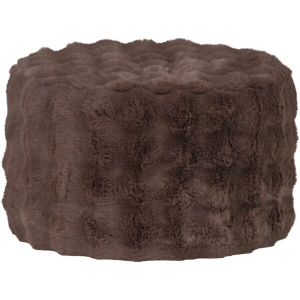OLVEN POUF LOW FLUFFY FABRIC BROWN - Image 3