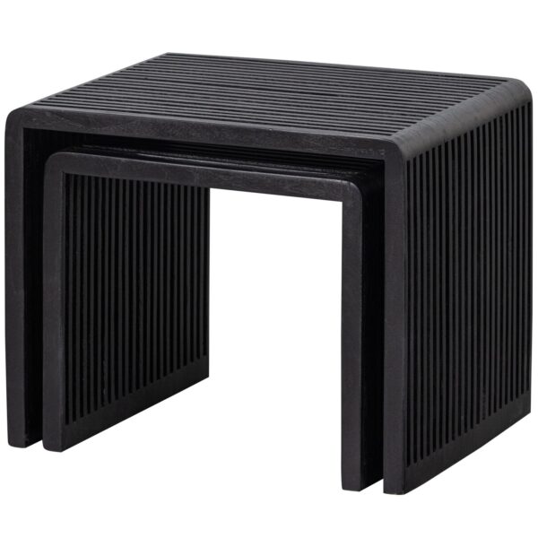 WILLA SIDE TABLES RECYCLED TEAK BLACK - SET OF 2 - Image 2