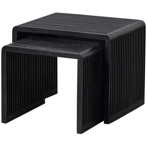 WILLA SIDE TABLES RECYCLED TEAK BLACK - SET OF 2 - Image 5