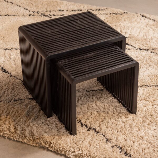 WILLA SIDE TABLES RECYCLED TEAK BLACK - SET OF 2 - Image 6