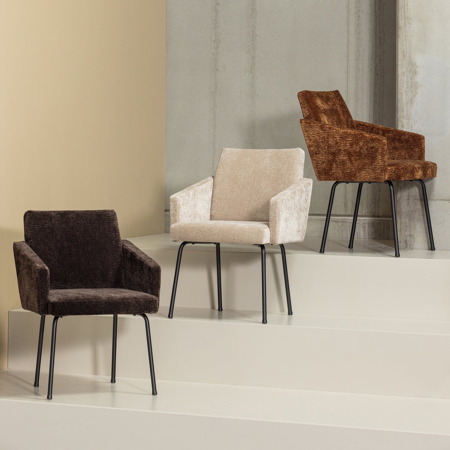 MOUNT DINING CHAIR WITH ARMREST 3D CHENILLE DARK BROWN/MID BROWN/SAND - Image 22