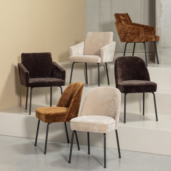 MOUNT DINING CHAIR WITH ARMREST 3D CHENILLE DARK BROWN/MID BROWN/SAND - Image 21