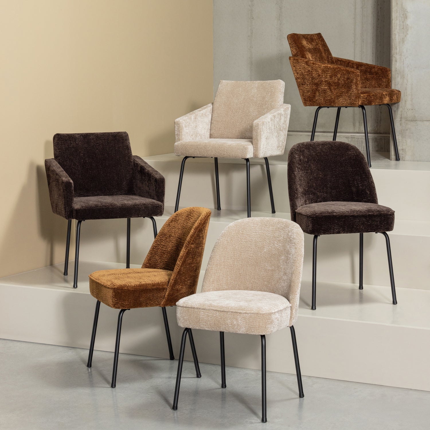 MOUNT DINING CHAIR WITH ARMREST 3D CHENILLE DARK BROWN/MID BROWN/SAND - Image 21