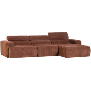 NOVI CHAISE LONGUE SOFA RIGHT RIB FABRIC TERRA/TAUPE/SAND
