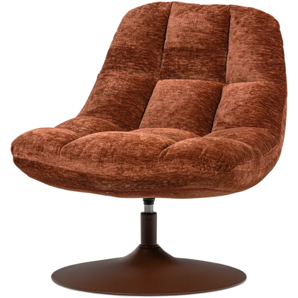 ELVI SWIVEL ARMCHAIR CHENILLE TEXTURED RUST BROWN