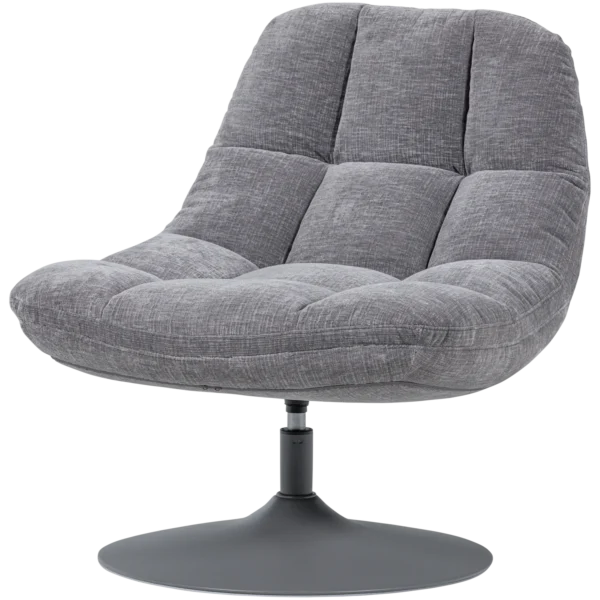 ELVI SWIVEL ARMCHAIR CHENILLE TEXTURED LIGHT GREY - Image 3
