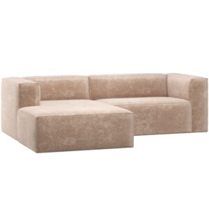BEAN CHAISE LONGUE SOFA LEFT CHENILLE VELVET NATURAL