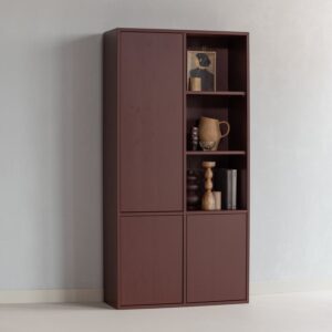 MEREL STORAGE CABINET PINE BURGUNDY RED/MID BROWN/WARM GREY