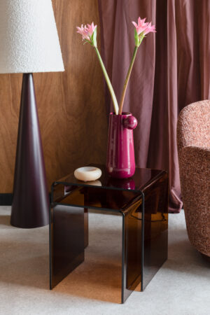 Side Table Vetro Set of 2 Brown/Transparent