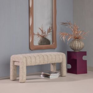 FREX UPHOLSTERED BENCH BOUCLÉ NATURAL