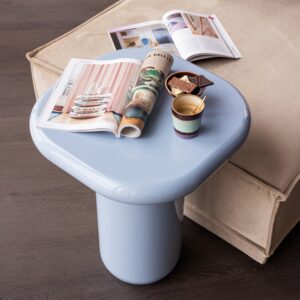 ZAVA SIDE TABLE WOOD HIGH GLOSS LIGHT BLUE/BROWN