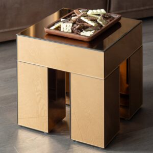 MIRROX SIDE TABLE WOOD MIRROR GLASS BROWN