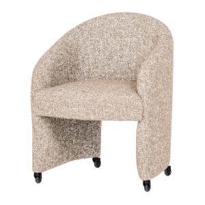 CORDO DINING CHAIR WITH WHEELS NATURAL /BURGUNDY/ BROWN MELANGE