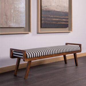 VALO BENCH WOOD BROWN WITH STRIPE FABRIC BLACK/WHITE