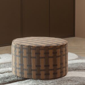 SARLI POUF LOW CHENILLE NATURAL/BEIGE, BROWN/PINK